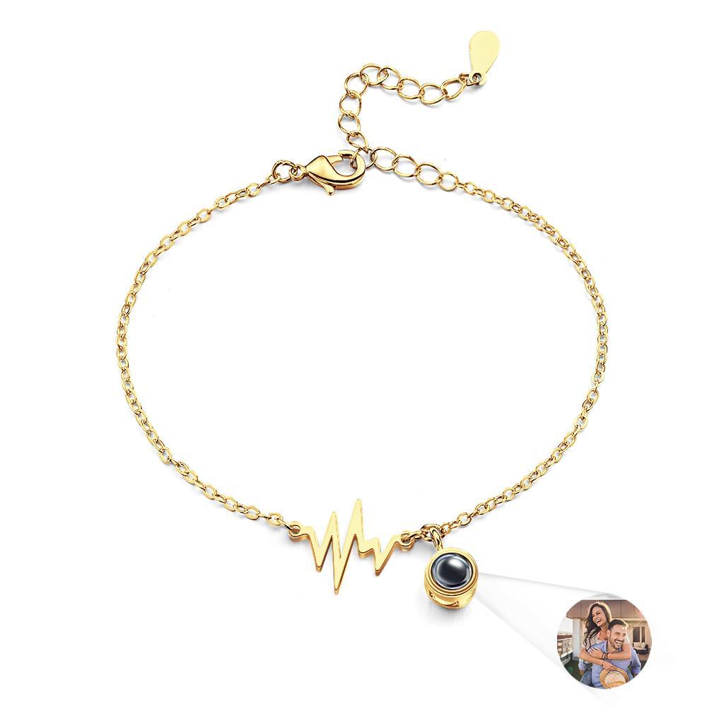 Bracelet De Projection Personnalisé Cadeau D'électrocardiogramme D'amour Pour Elle - soufeelfr