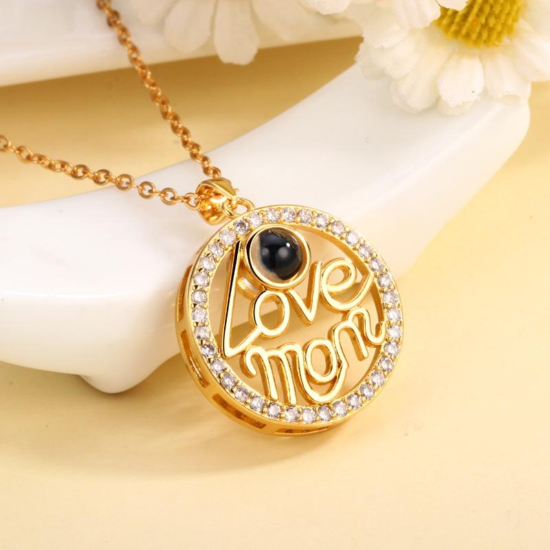 Collier Photo Circulaire Personnalisé « je T’aime Maman » Avec Projection, Cadeau Idéal Pour La Fête Des Mères - soufeelfr