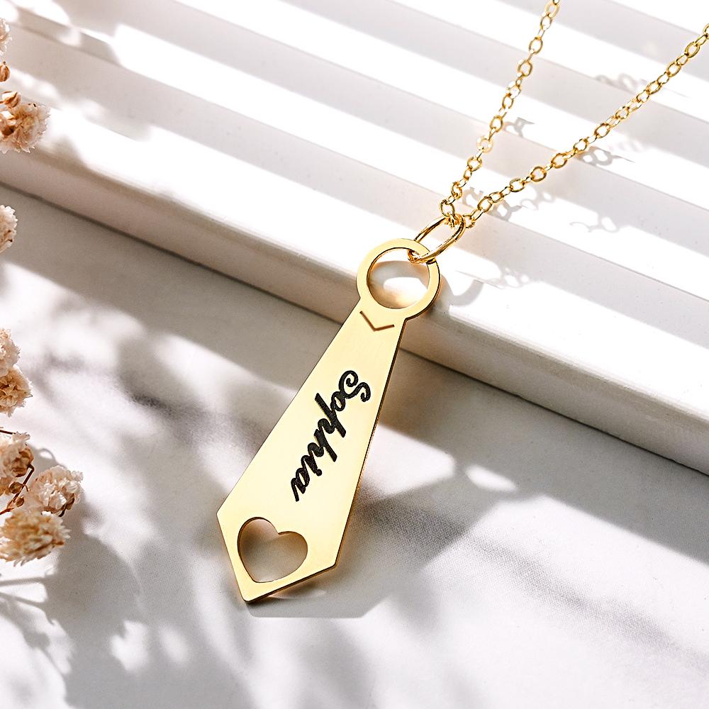 Collier Avec Nom Personnalisé, Cravate En Métal, Cadeaux Uniques Pour Papa - soufeelfr