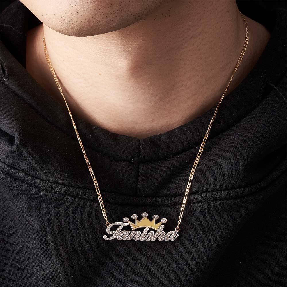 Collier Personnalisé Avec Nom Hip Hop, Avec Couronne En Métal, Cadeaux Pour Hommes - soufeelfr