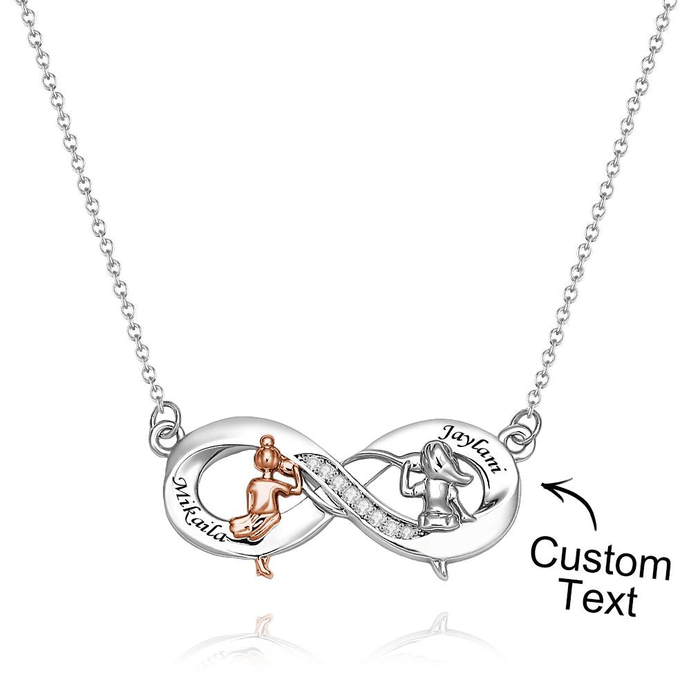 Collier En Zircon Gravé Personnalisé, Deux Filles Assises, Collier De Loisirs, Cadeaux Pour Amis - soufeelfr