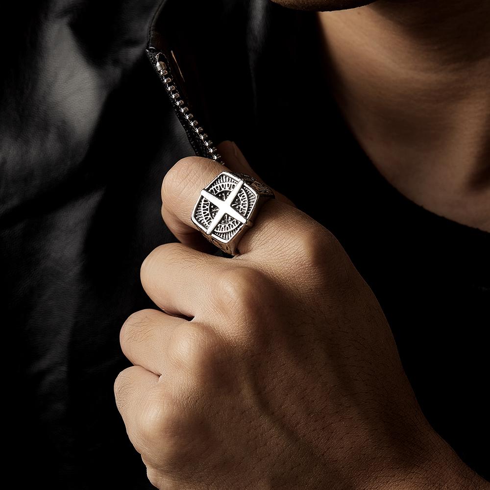 Bagues Gravées Personnalisées, Bagues Punk Pour Hommes, Bagues North Star, Cadeau Pour Lui - soufeelfr