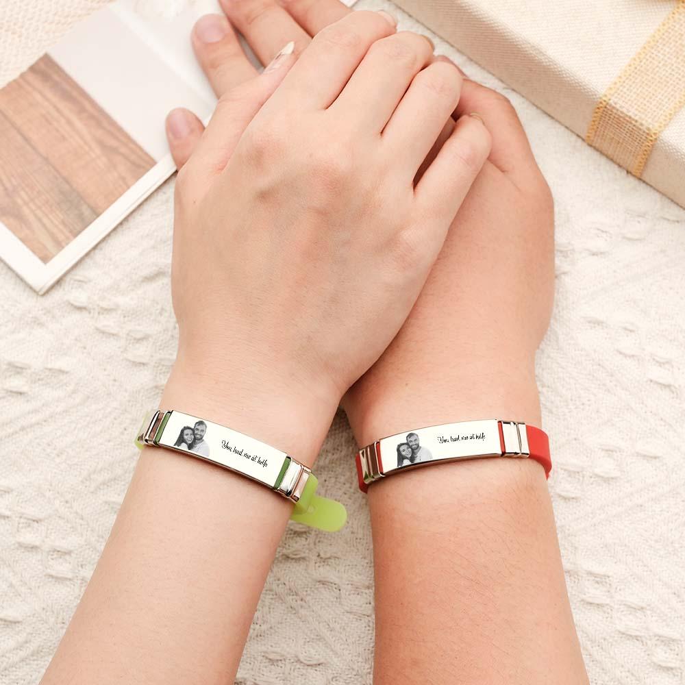 Bracelets Gravés Avec Photo Incolore Personnalisée, Cadeaux De Couple Doux - soufeelfr
