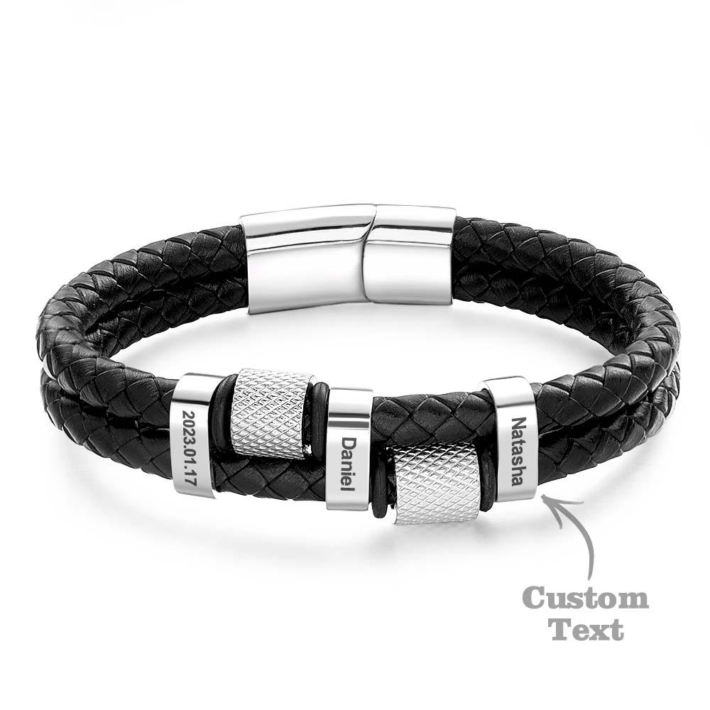 Bracelet En Cuir Multicouche Pour Hommes, Croix En Acier Inoxydable, Cuir Tressé, Excellent Cadeau Pour Lui - soufeelfr