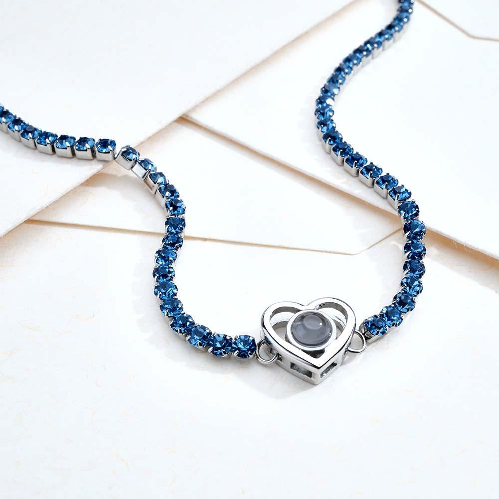 Collier De Projection Personnalisé Chaîne De Tennis Cadeau Coeur Pour Elle - soufeelfr