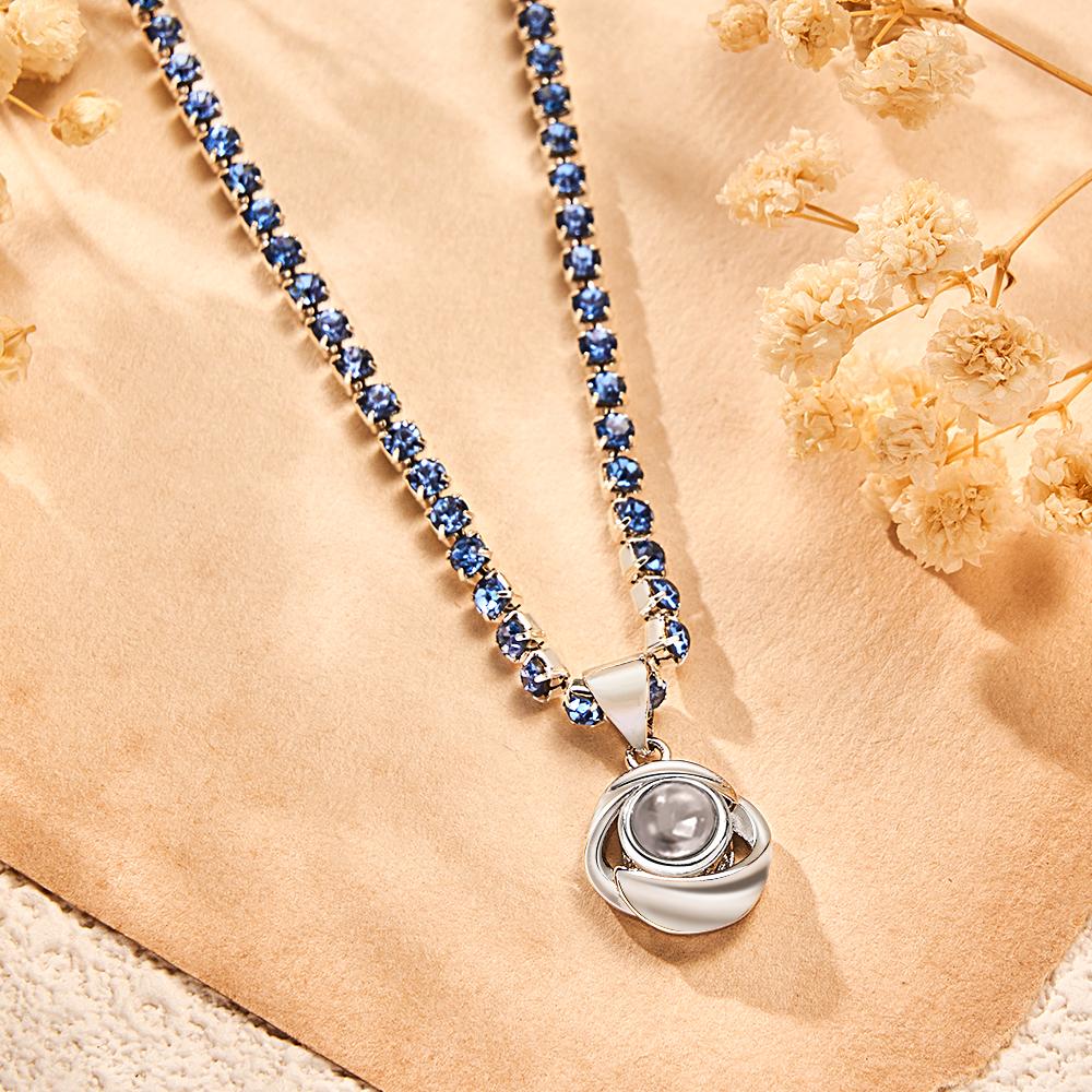 Collier De Projection Personnalisé, Chaîne De Tennis Rose Romantique, Cadeau De Couple - soufeelfr