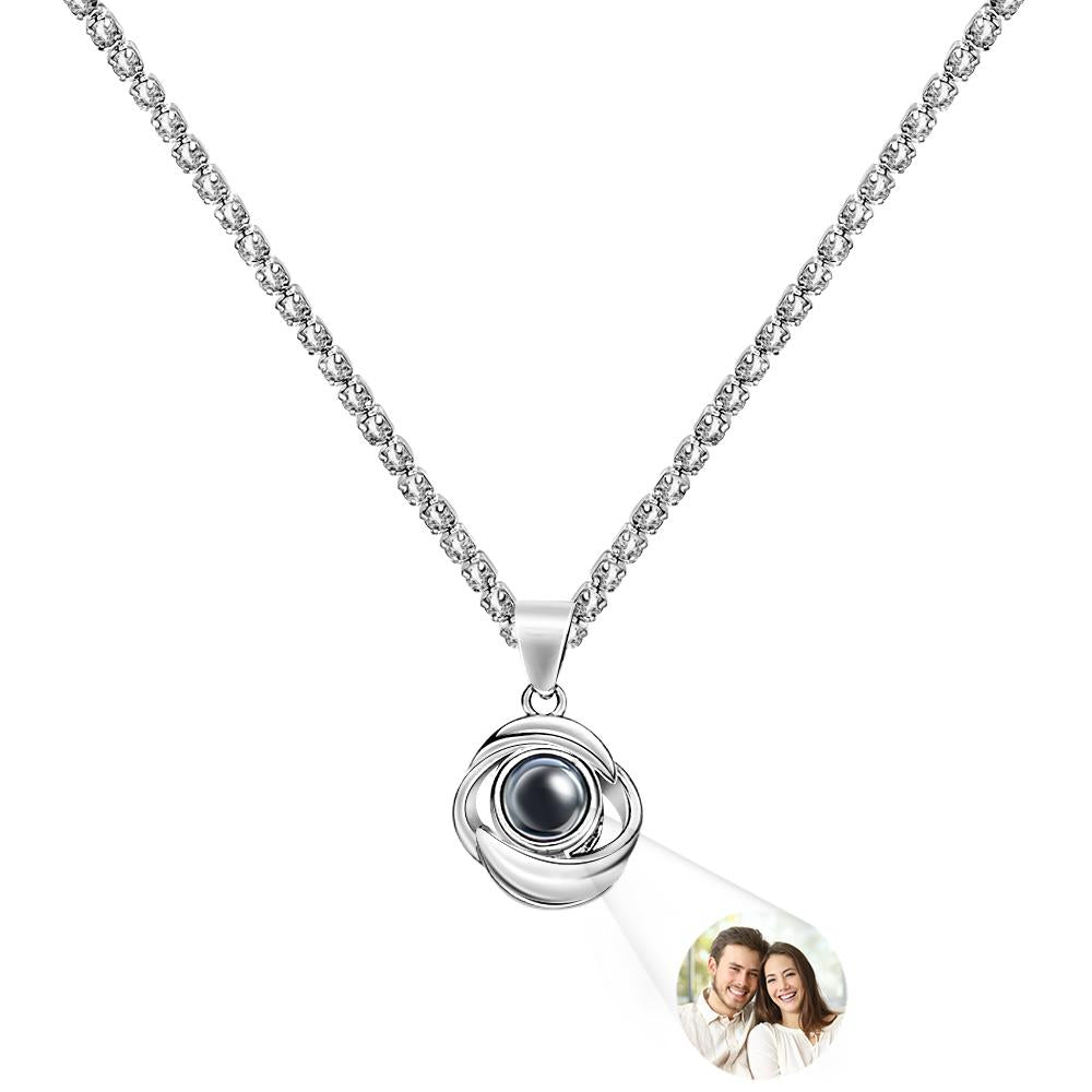 Collier De Projection Personnalisé, Chaîne De Tennis Rose Romantique, Cadeau De Couple - soufeelfr