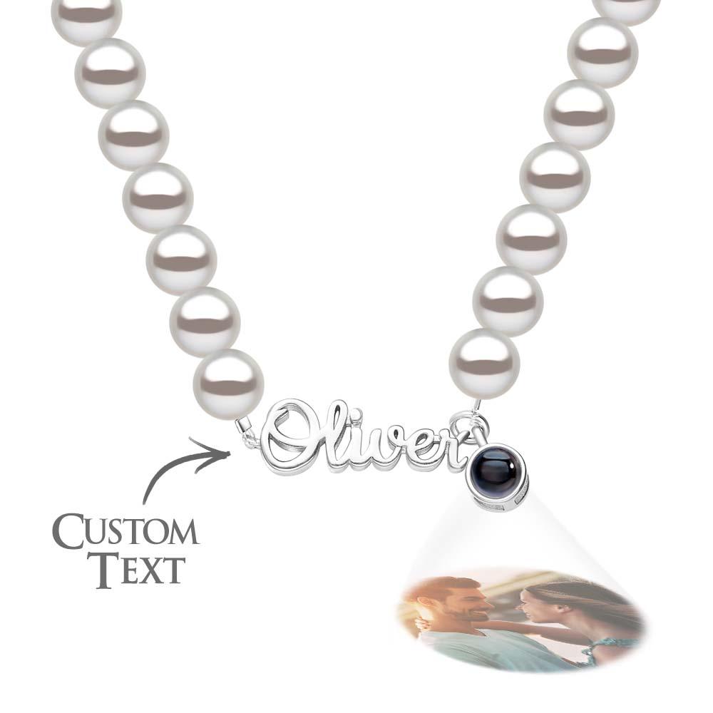 Collier Personnalisé Avec Projection De Nom, Chaîne De Perles Classique, Cadeau Pour Elle - soufeelfr