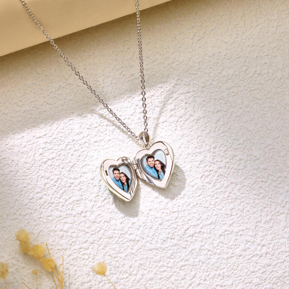 Collier Médaillon En Forme De Cœur Avec Photo Personnalisée, Pendentif Fleur Rétro, Bijoux Pour Elle - soufeelfr