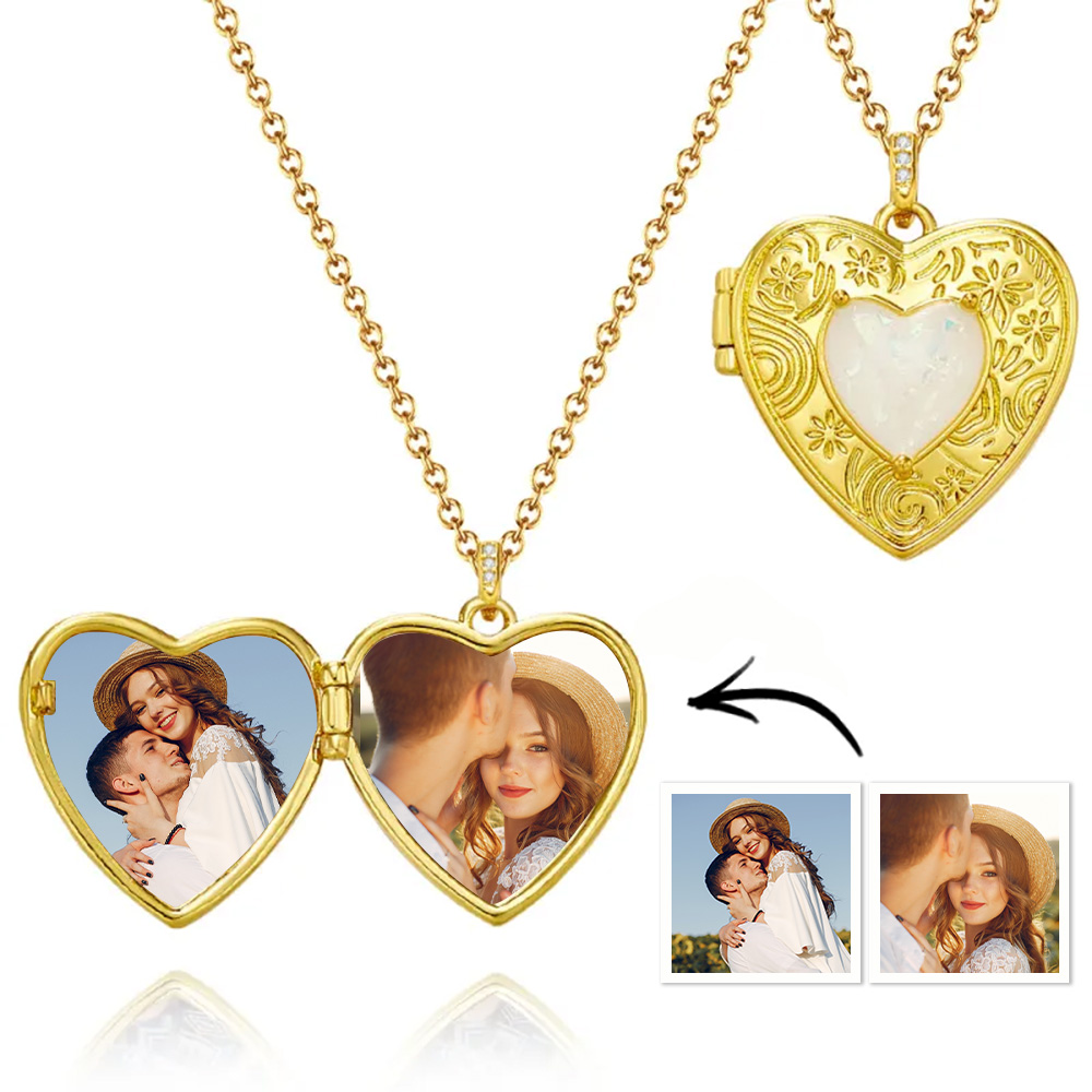 Collier Ouvrable Avec Photo Personnalisée, Pendentif Tendance En Forme De Cœur D'amour Pour Femmes