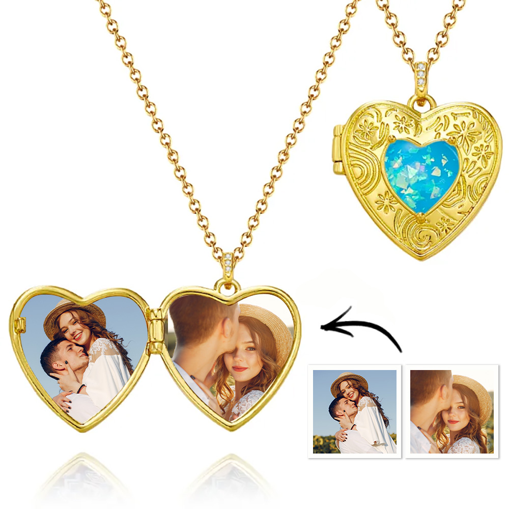 Collier Ouvrable Avec Photo Personnalisée, Pendentif Tendance En Forme De Cœur D'amour Pour Femmes