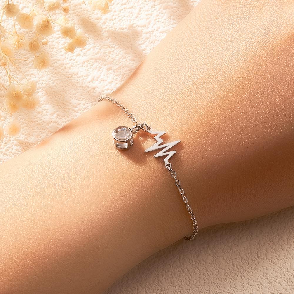 Bracelet De Projection Personnalisé Cadeau D'électrocardiogramme D'amour Pour Elle - soufeelfr