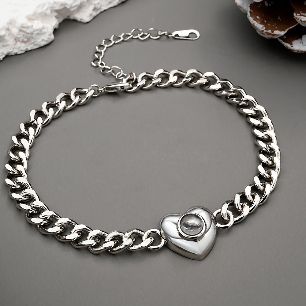 Bracelet De Projection Personnalisé Chaîne Cubaine Cadeau Simple - soufeelfr