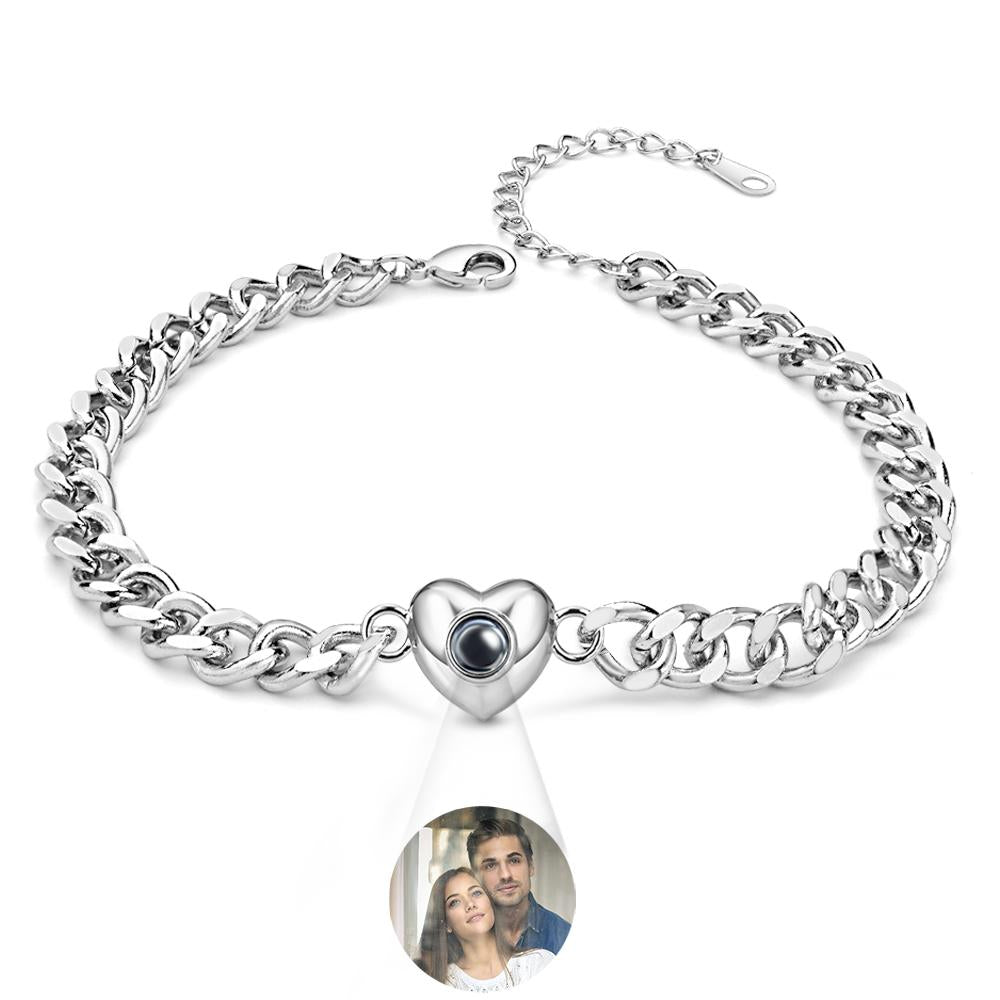 Bracelet De Projection Personnalisé Chaîne Cubaine Cadeau Simple - soufeelfr