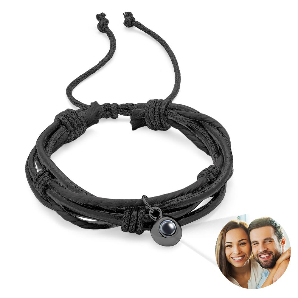 Cadeau Personnalisé De Tressage De Cordon De Bracelet De Projection Pour Lui - soufeelfr