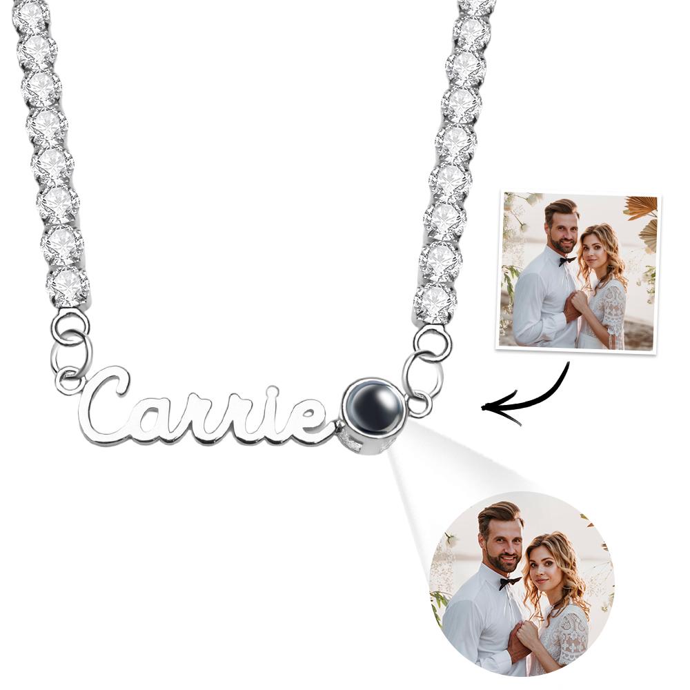 Collier De Projection De Nom Personnalisé, Chaîne De Tennis, Cadeau Simple - soufeelfr