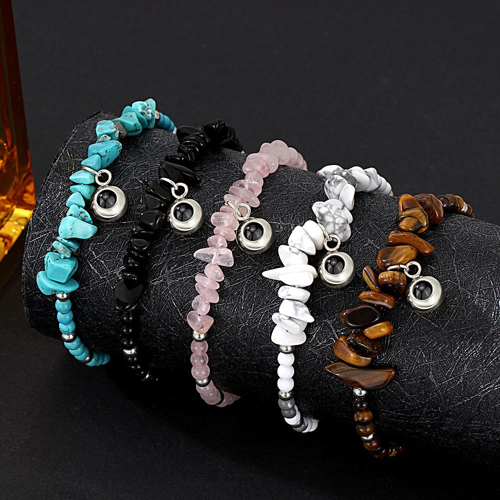 Bracelet De Projection D'image Personnalisé Avec Chaîne En Pierre Colorée, Cadeau De Noël Unique Pour Les Amis - soufeelfr