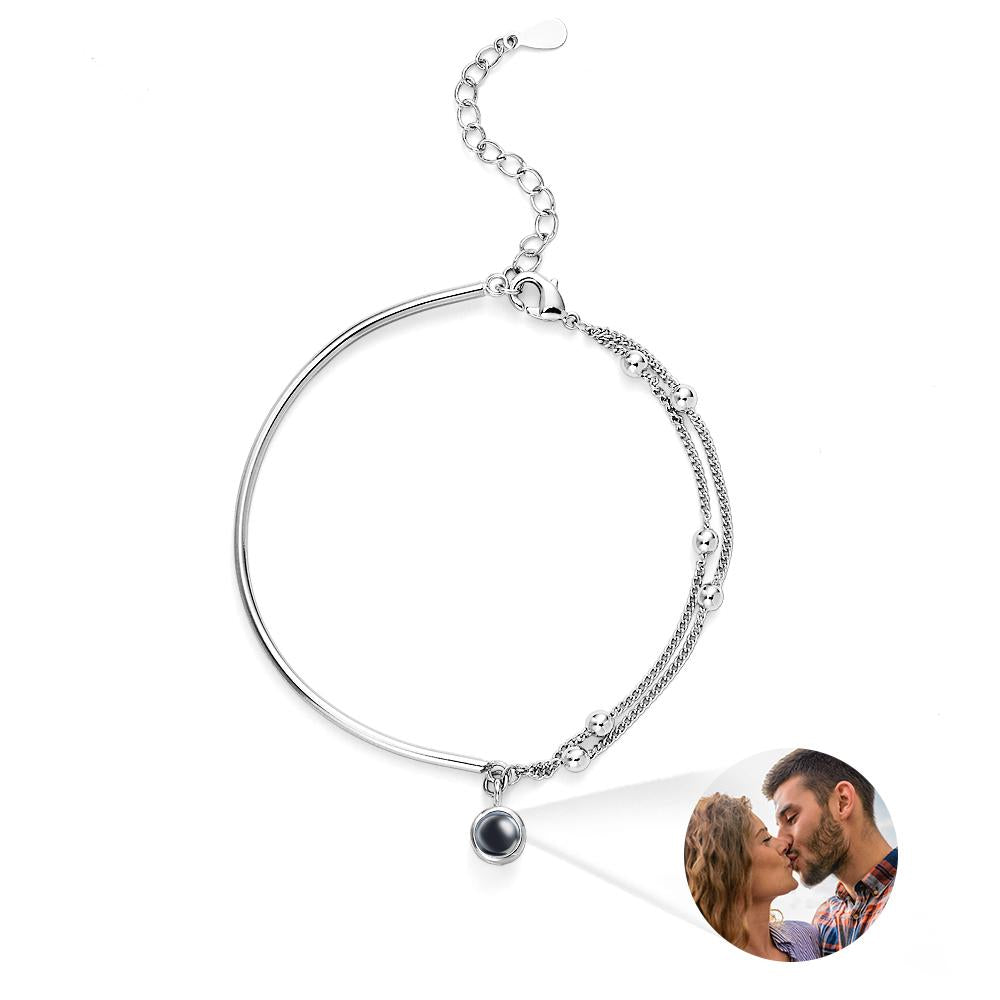 Bracelet De Projection De Photos Personnalisé, Cadeau À Double Chaîne Pour Elle - soufeelfr