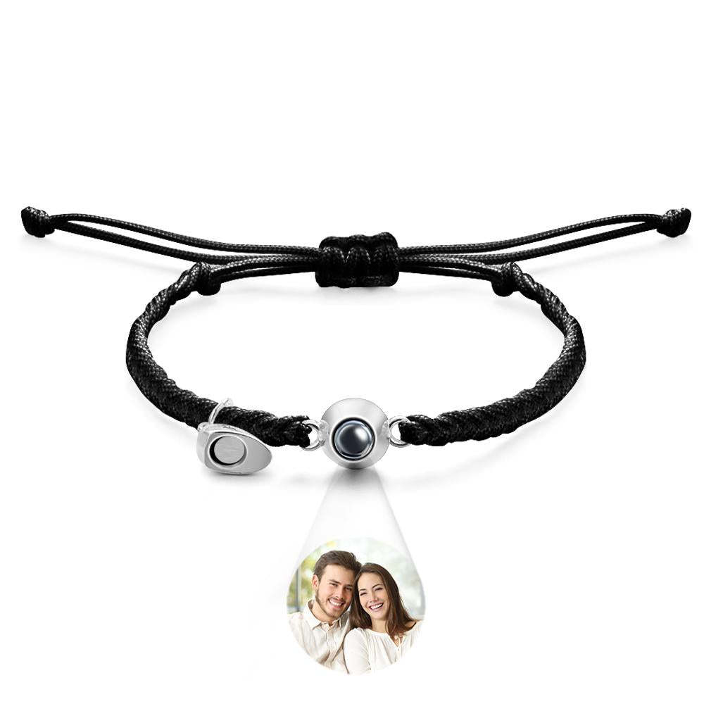 Bracelet De Projection Personnalisé, Lettre Personnalisée, Cœur Tissé, Cadeau De Couple Magnétique - soufeelfr