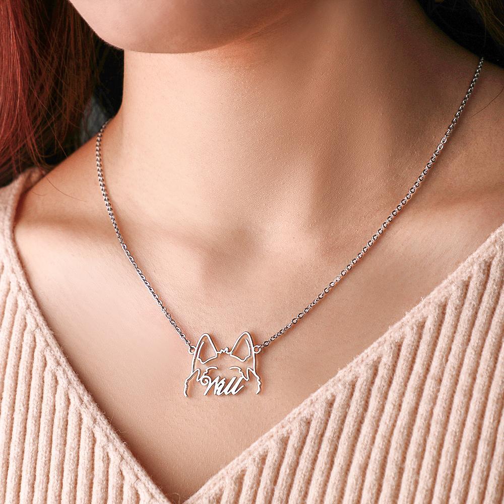 Collier Personnalisé Avec Nom De Silhouette D'animal De Compagnie, Bijoux De Modélisation De Chien Et De Chat Mignon, Cadeau Pour Amoureux Des Animaux De Compagnie - soufeelfr