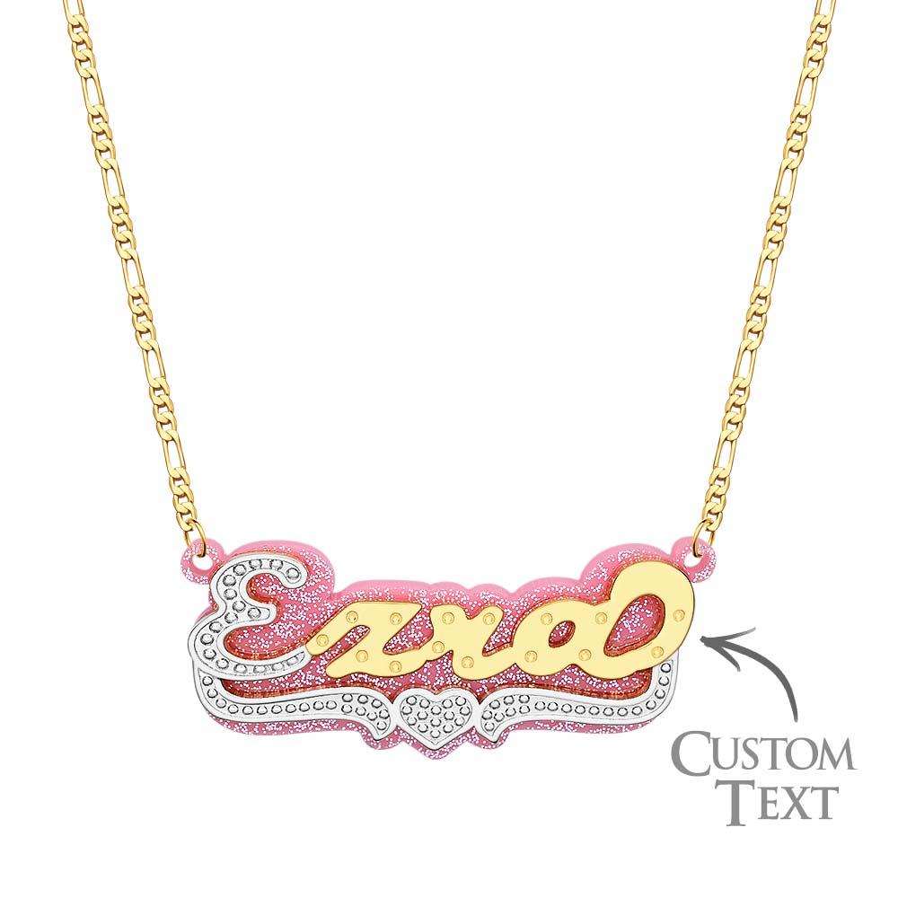Collier Hip Hop Avec Nom Personnalisé, Décoration Colorée En Métal Scintillant Et Acrylique Pour Hommes - soufeelfr