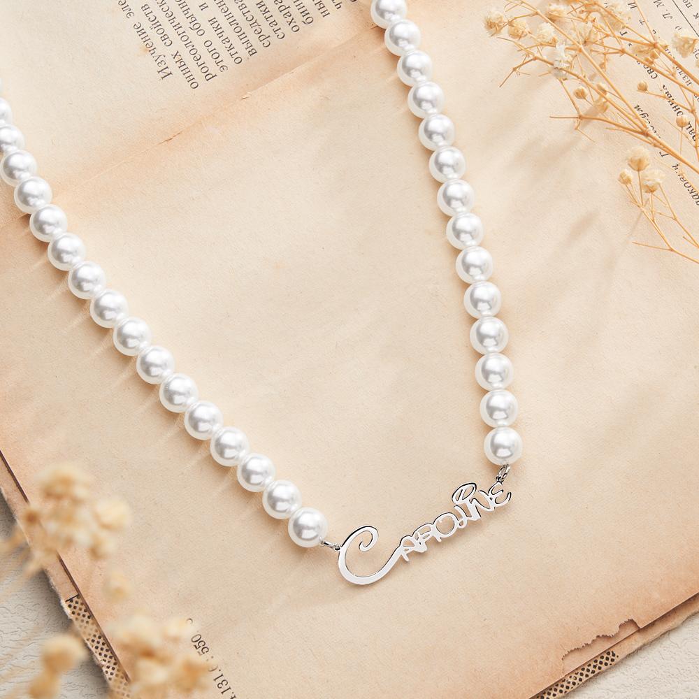 Collier De Perles Personnalisé Avec Nom, Cadeau Classique Pour Fille - soufeelfr