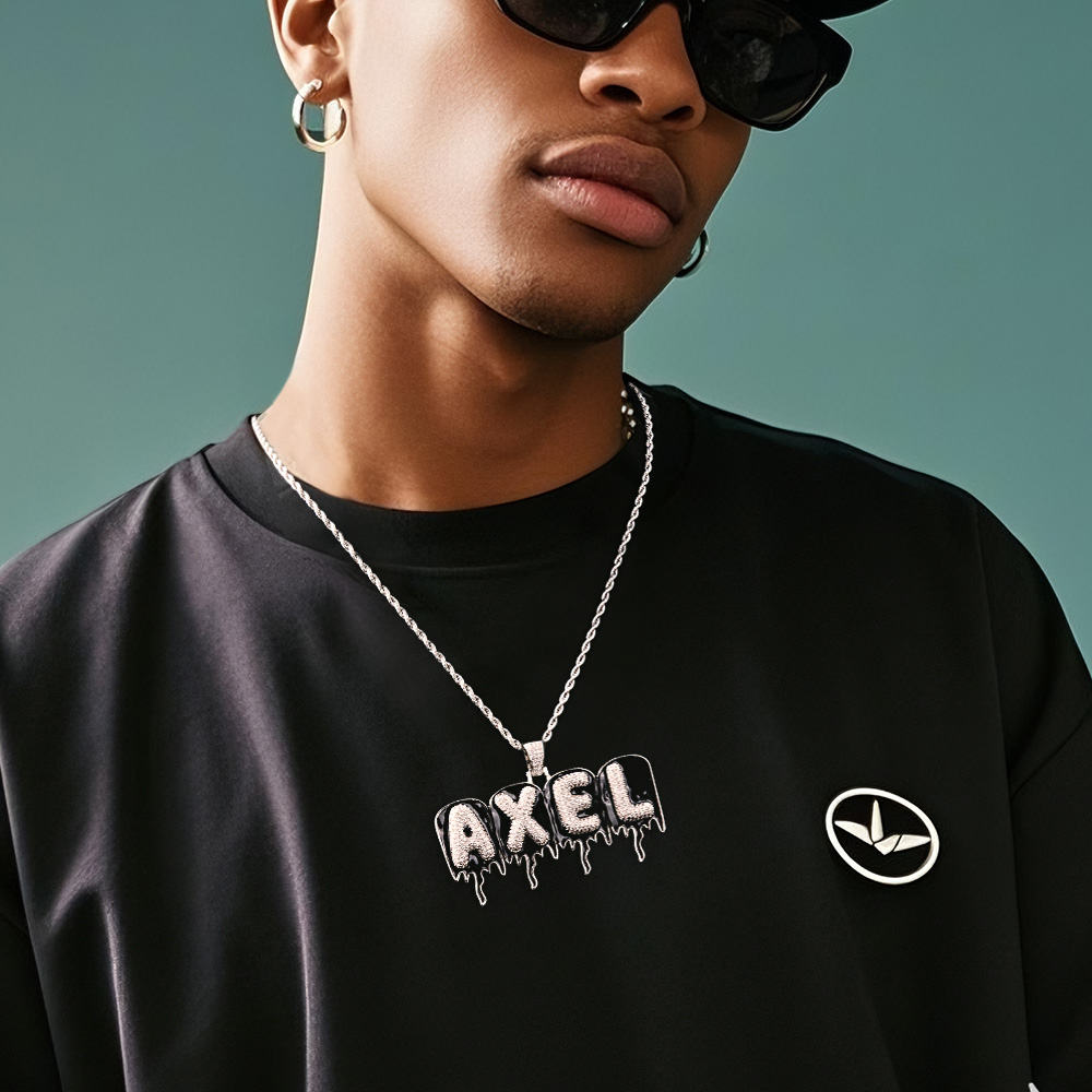 Collier Personnalisé Avec Nom Pour Homme, Style Hip-hop, Pendentif Avec Lettres En Forme De Goutte D'huile, Style Urbain, Cadeau Pour Lui - soufeelfr