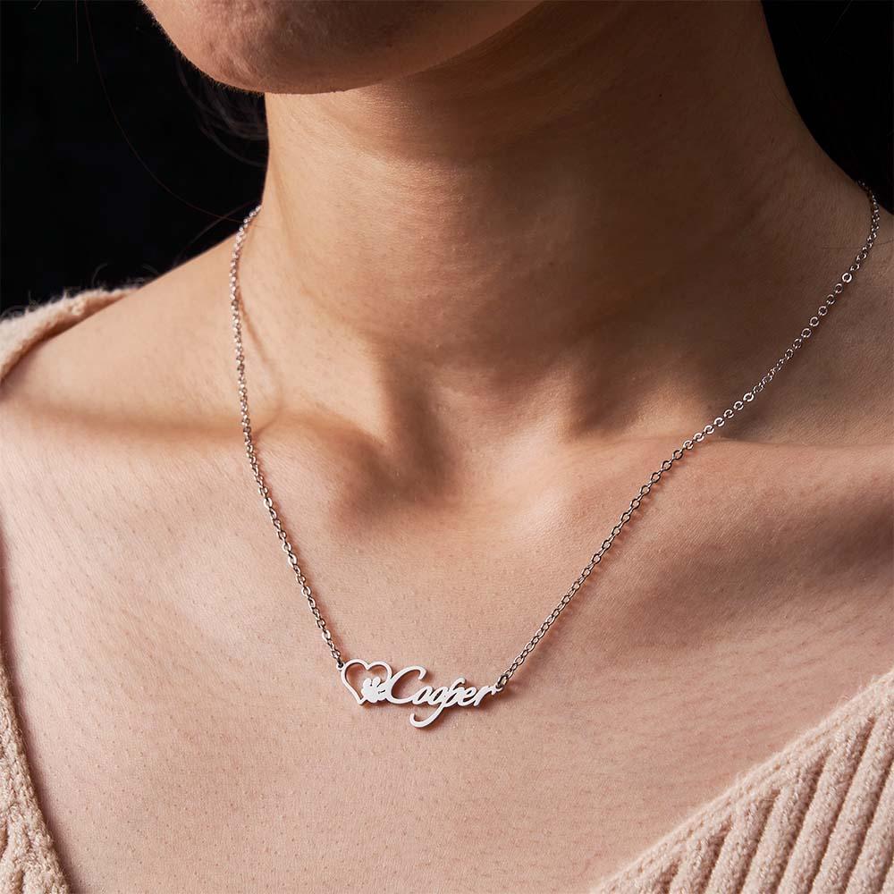 Collier Avec Nom Personnalisé Avec Patte De Chien, Cadeau Commémoratif Pour Animaux De Compagnie, Excellents Cadeaux Pour Les Amoureux Des Animaux De Compagnie - soufeelfr