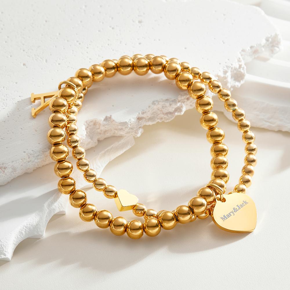 Bracelet Avec Nom Personnalisé, Cadeau Initial En Métal - soufeelfr