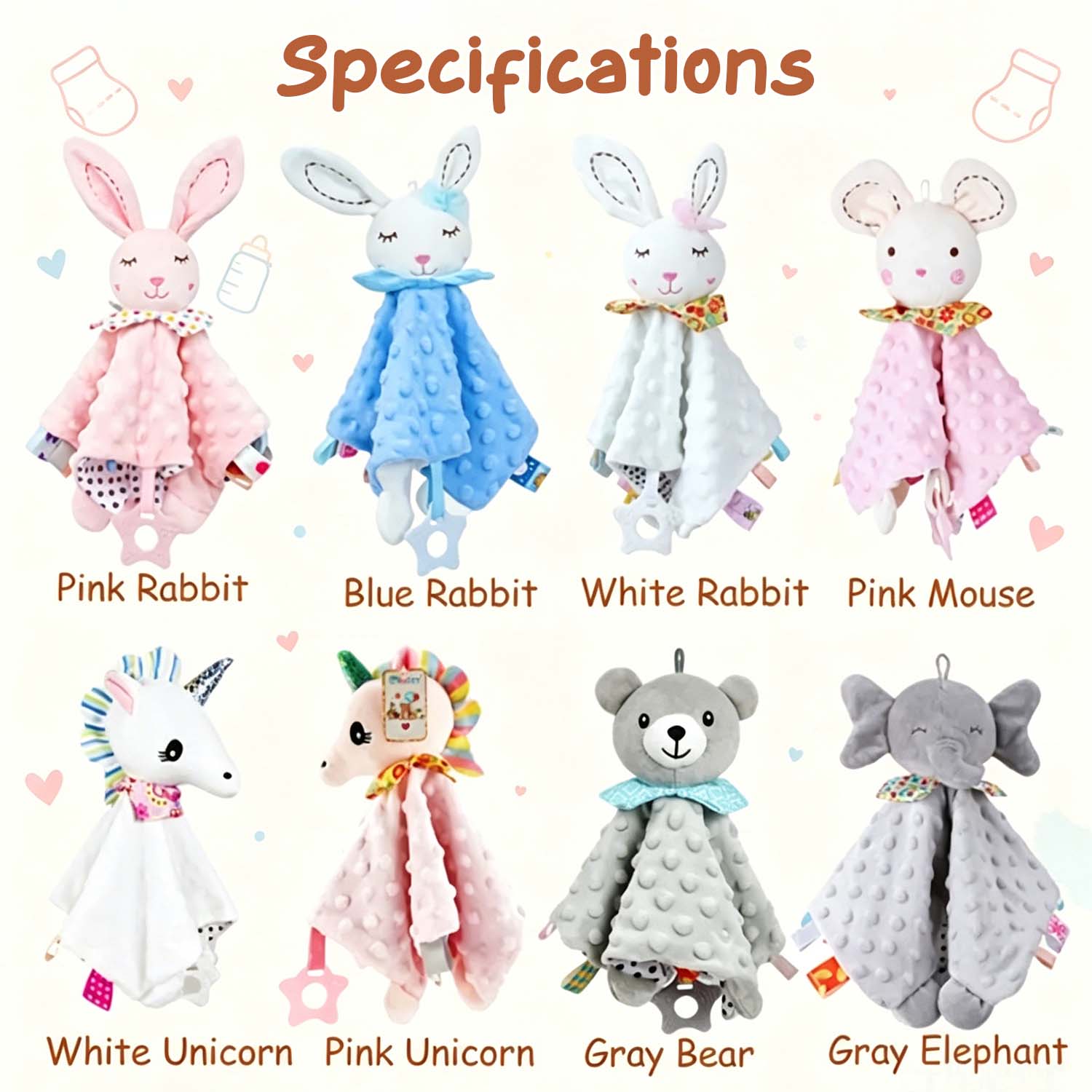 Couverture Personnalisée Baby Lovey – Couverture De Sécurité Avec Nom Brodé Personnalisé Avec Lapin Ou éléphant - soufeelfr