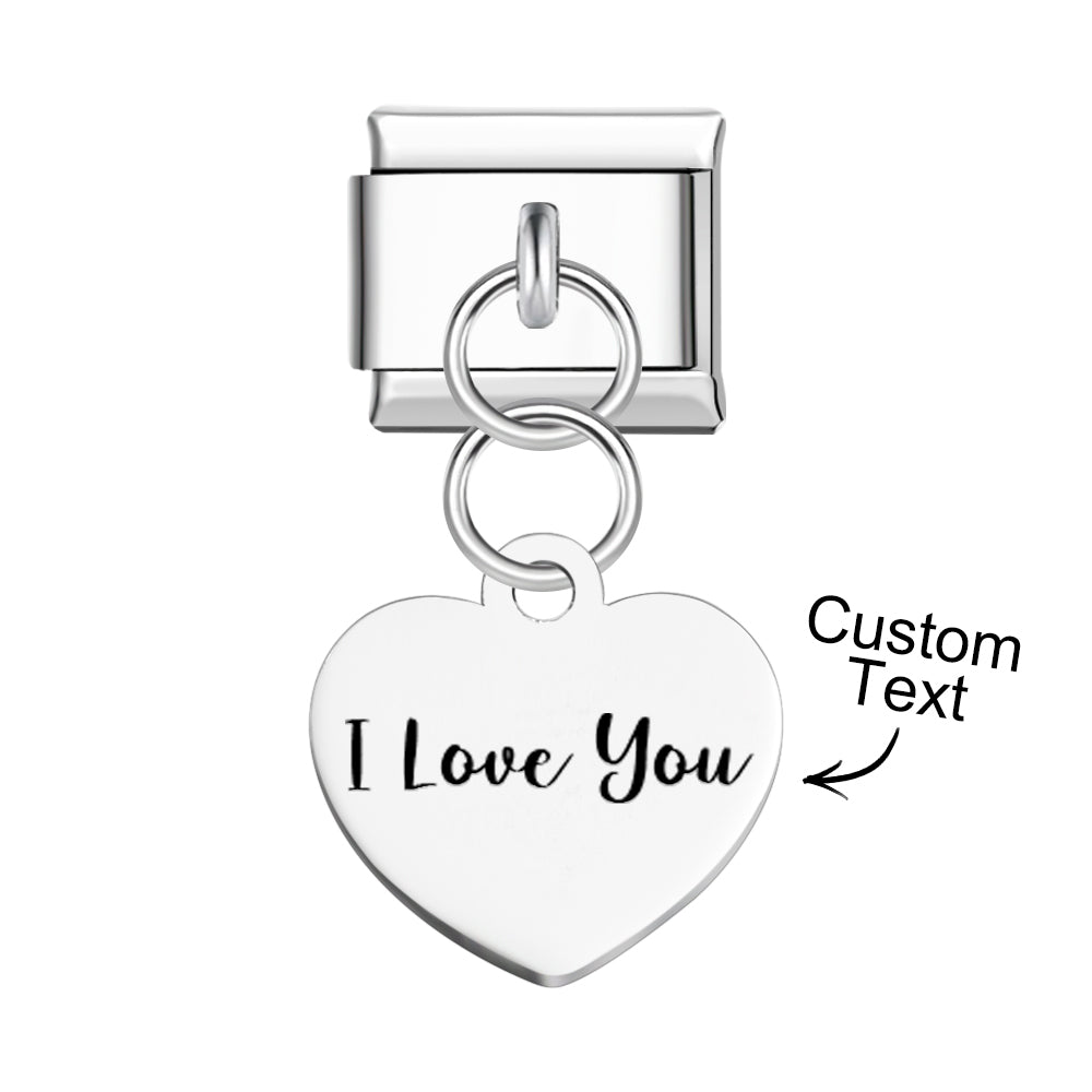 Pendentif Coeur Gravé Personnalisé, Breloque Italienne Pour Bracelets À Breloques Italiens, Lien Composable - soufeelfr