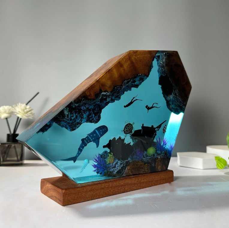 Lampe En Résine Artistique, Veilleuse Baleine, Tortue Et Humains, Décoration D'intérieur, Cadeau D'anniversaire Unique - soufeelfr