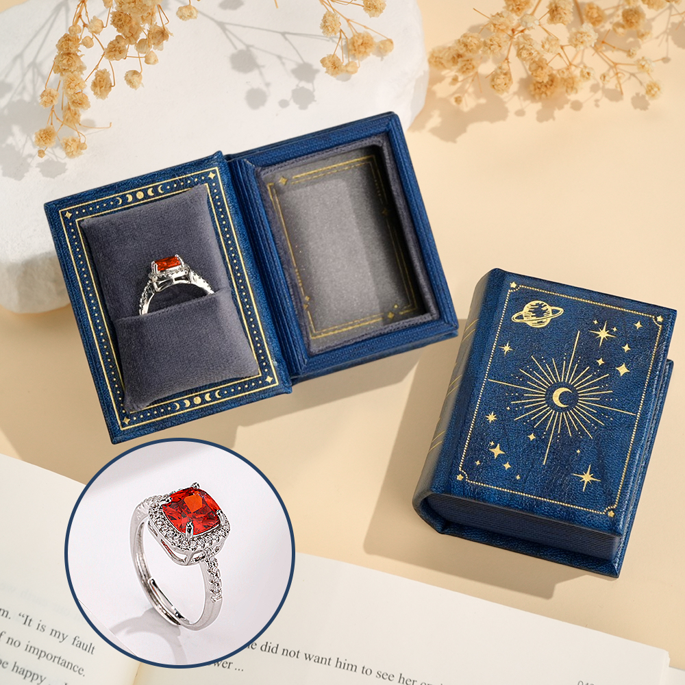 Boîte En Forme De Livre Vintage Avec Bague Réglable, Cadeau Multicolore De La Saint-valentin Pour Sa Boîte À Bagues De Livre - soufeelfr