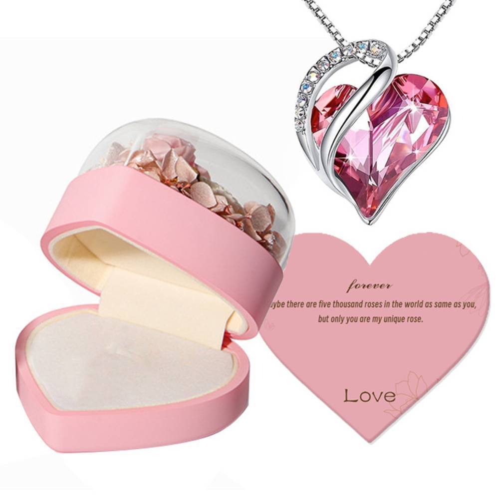 Boîte À Bijoux Rose, Boîte-cadeau En Forme De Cœur, Boîte-cadeau Pour Collier, Cadeau De Saint-valentin Pour Elle - soufeelfr