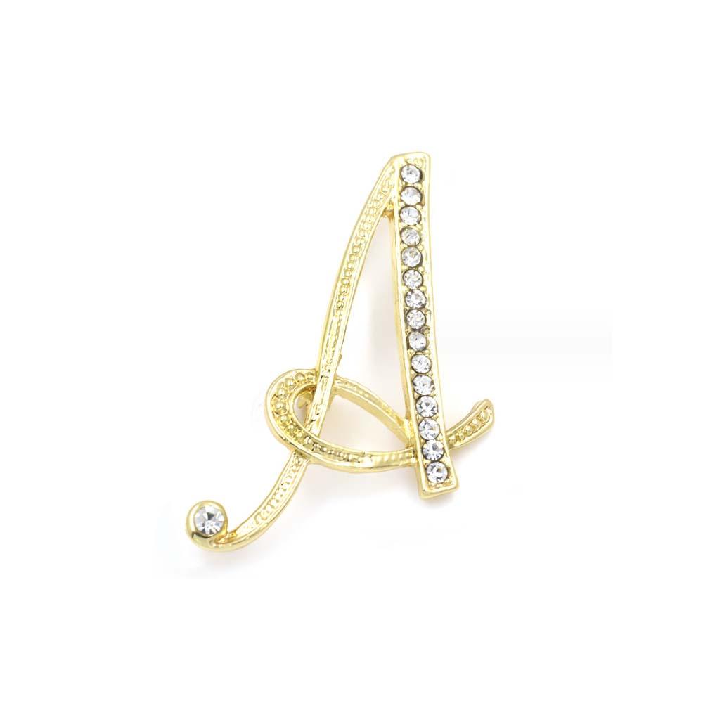 A-z 26 Lettres Broches Broches Argent/or Plaqué Broches En Métal Broches-pince Initiale En Cristal Clair - soufeelfr