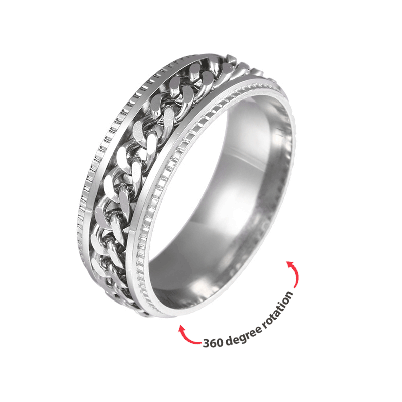 Bague Rotative Anti-anxiété En Acier Inoxydable, Anneau De Motard À Bord Rainuré, Cadeau Pour Lui - soufeelfr
