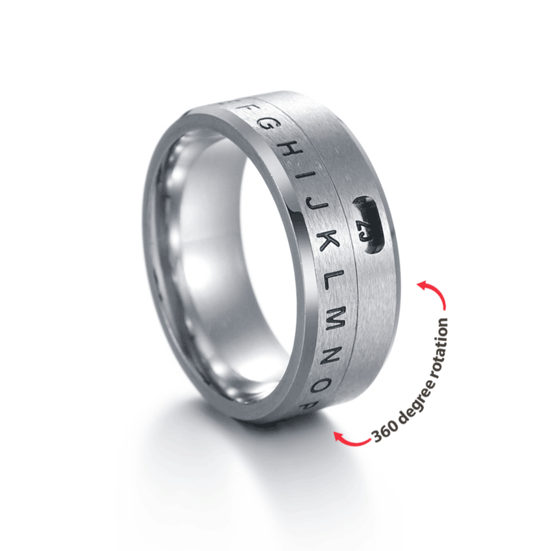 Bague Rotative Anti-anxiété Avec Lettres Plaquée Argent Pour Lui - soufeelfr