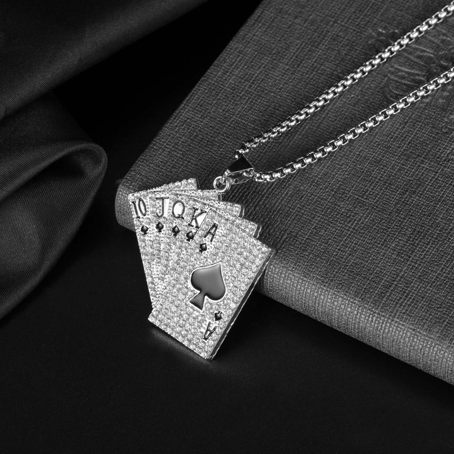 Collier De Poker À La Mode, Bijoux Classiques En Diamant Affleurant - soufeelfr