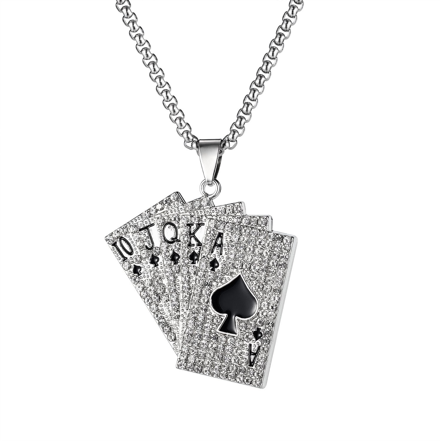 Collier De Poker À La Mode, Bijoux Classiques En Diamant Affleurant - soufeelfr