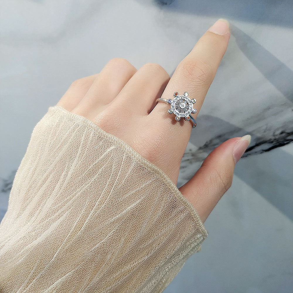 Fidget Anti-anxiété Anneau Gouvernail Étoile Talisman Ouvert Réglable Spinner Anneau Bijoux Cadeaux Pour Elle - soufeelfr