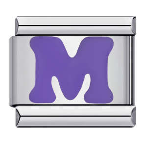 Charm Italien Lettre M Violet Pour Bracelets à Breloques Italiens Lien Composable