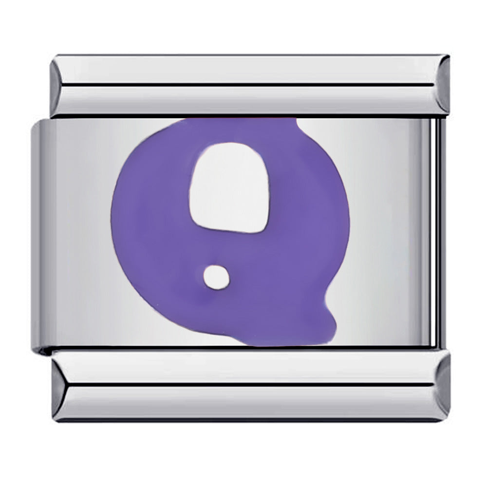 Charm Italien Lettre Q Violet Pour Bracelets Charms Italiens Lien Composable - soufeelfr