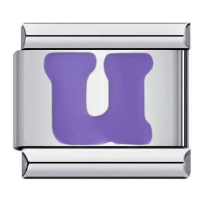 Charm Italien Lettre U Violet Pour Bracelets à Breloques Italiens Lien Composable