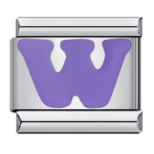 Charm Italien Lettre W Violet Pour Bracelets à Breloques Italiens Lien Composable
