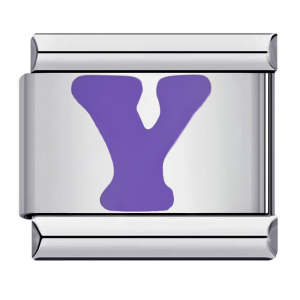 Charm Italien Lettre Y Violet Pour Bracelets à Breloques Italiens Lien Composable