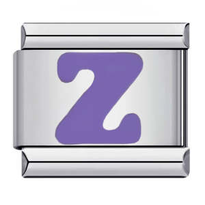 Charm Italien Lettre Z Violet Pour Bracelets à Breloques Italiens Lien Composable