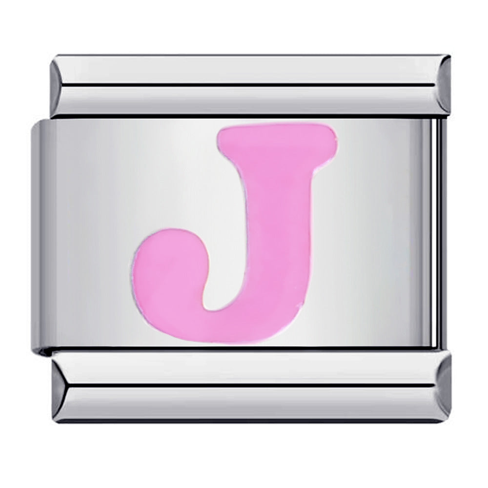 Charm Italien Lettre J Rose Pour Bracelets Charms Italiens Lien Composable - soufeelfr