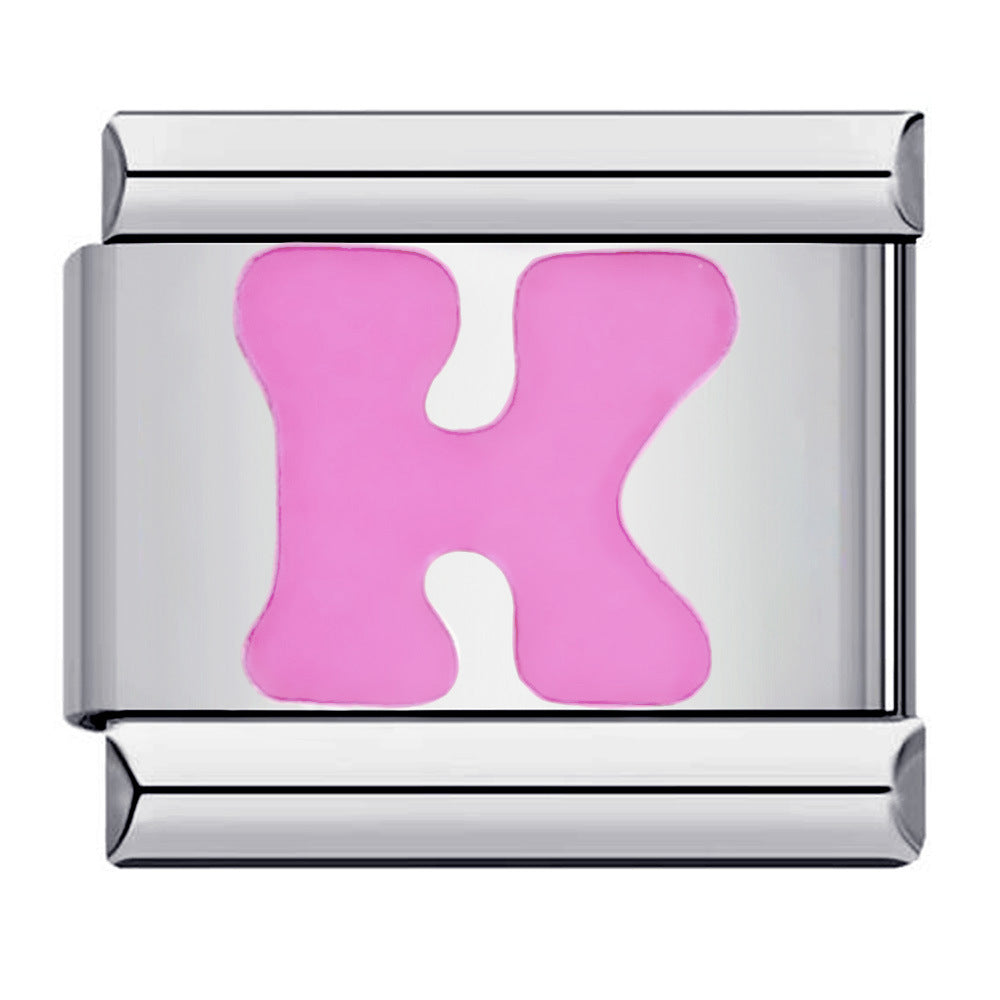 Charm Italien Lettre K Rose Pour Bracelets Charms Italiens Lien Composable - soufeelfr