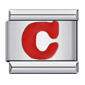 Charm Italien Lettre C Rouge Pour Bracelets à Breloques Italiens Lien Composable