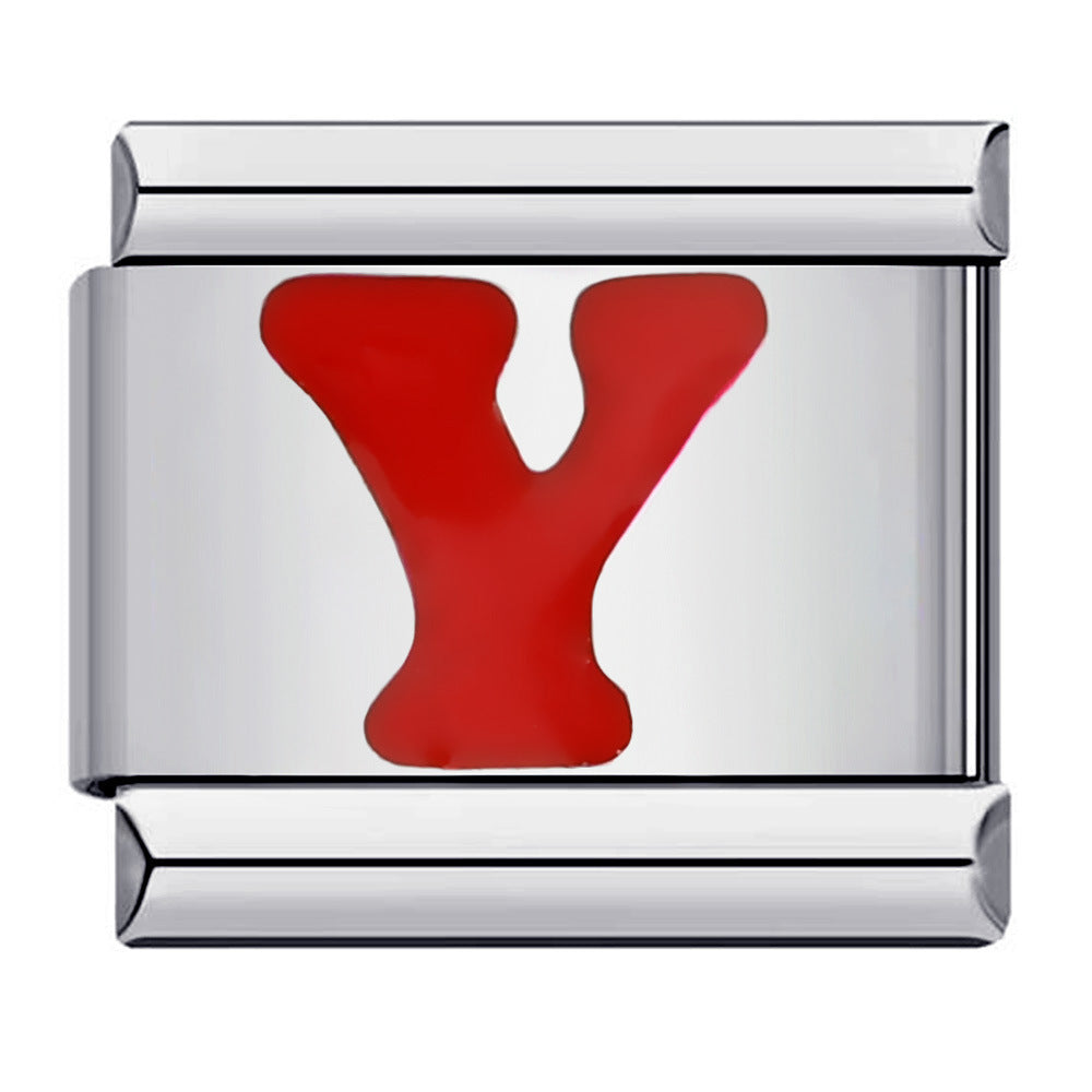 Charm Italien Lettre Y Rouge Pour Bracelets Charms Italiens Lien Composable - soufeelfr